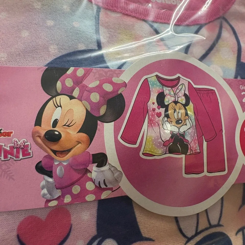 Disney Minnie Mouse Pajamas Girls 18M Pink‎ New 2-Piece Flannel PJ Set